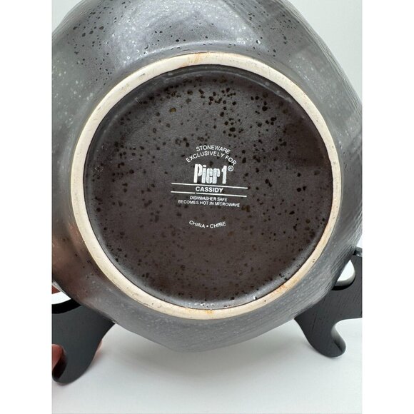 Pier 1 Cassidy Asymmetrical Blue Brown Crackled Crazed Soup Salad Pasta Bowl 7.5 - Picture 2 of 7